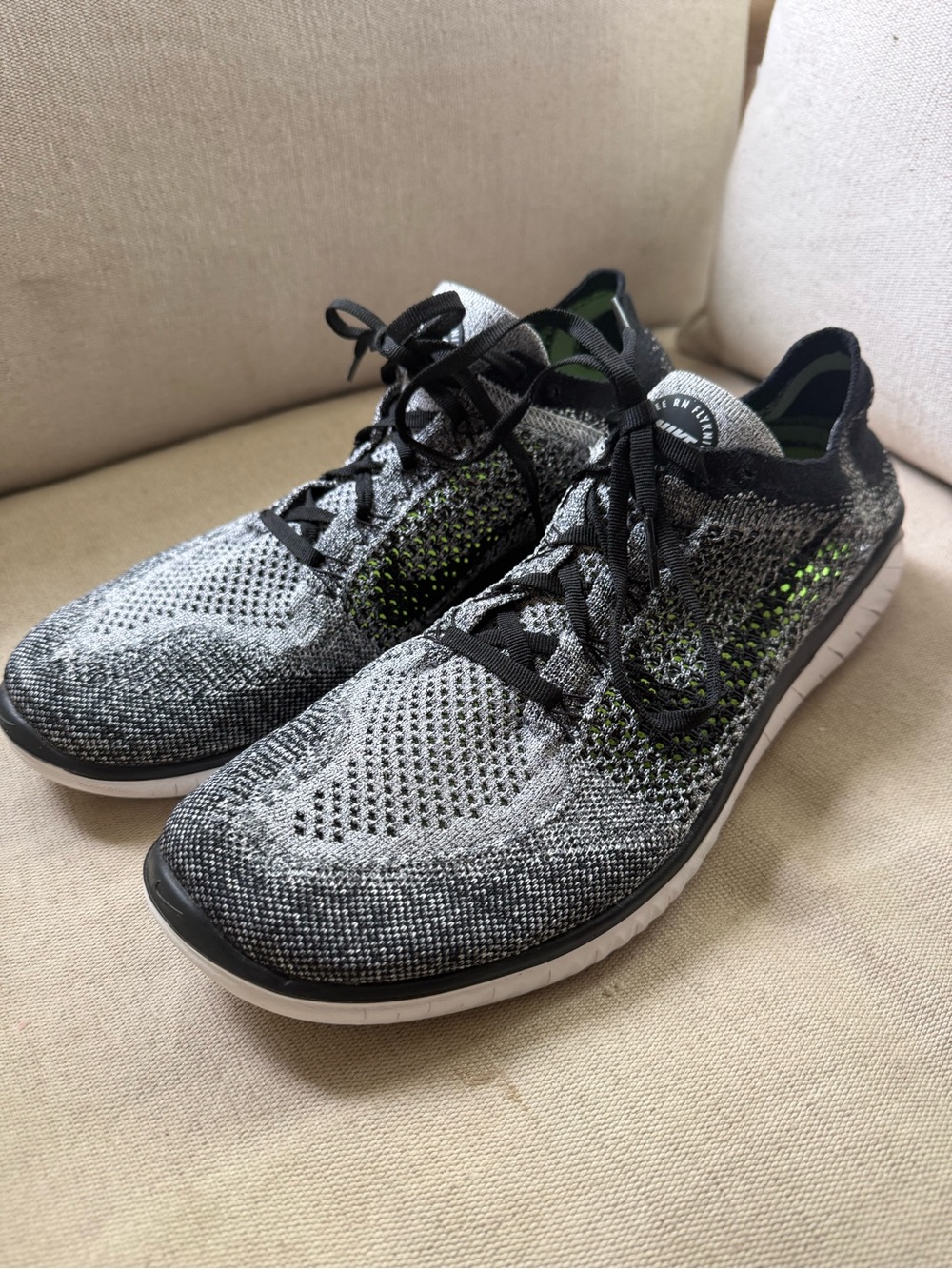 Nike Flyknit Low-Profile Sneakers - Black, Gray & Green